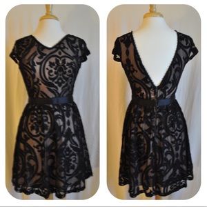 Soieblu Velvet Lace Trim Dress